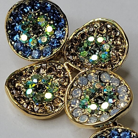 Blue And Green Crystal Long Earrings - Picture 7 of 11